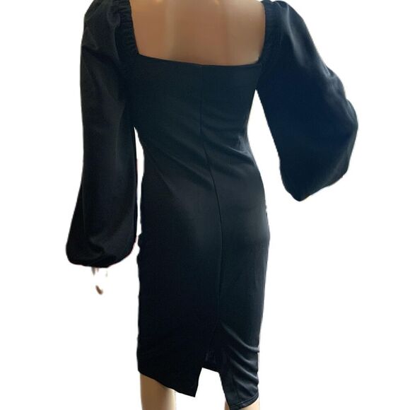 Elegia Black V-Neck Long Sleeve Baddie Coquette Aesthetic Cocktail Dress Size M - Picture 7 of 15